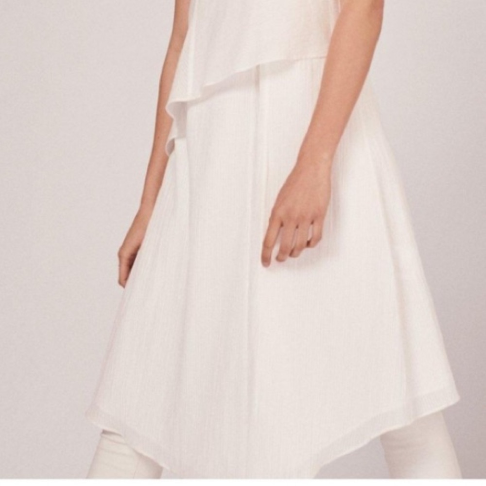 RAG & BONE WHITE 100% COTTON FERNAY LINED LAYERED ASYMMETRIC FRONT DRESS - Picture 5 of 12